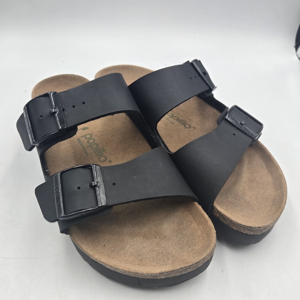 Birkenstock Papillio Arizona Flex Platform W8 M6 39 Black Birko-Flor Sandal Shoe